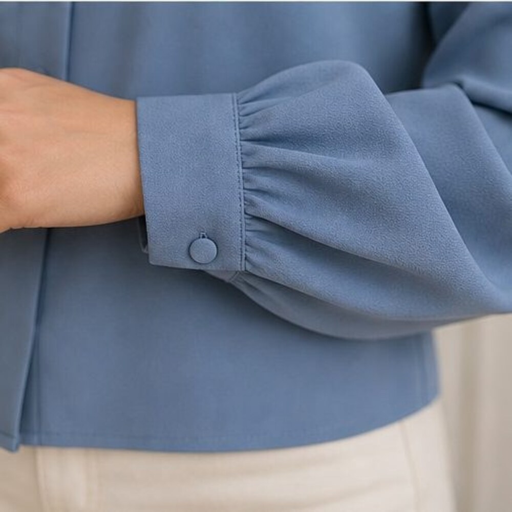 Blue Button Blouse - Picture 5 of 6